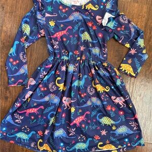 Kids Dinosaur Adventure Dress - Blue & Multicolor